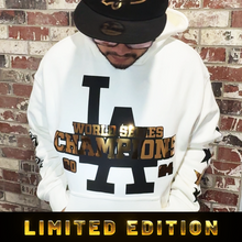 Load image into Gallery viewer, Los Angeles Dodgers World Series Champion GOLD Text Hoodie
